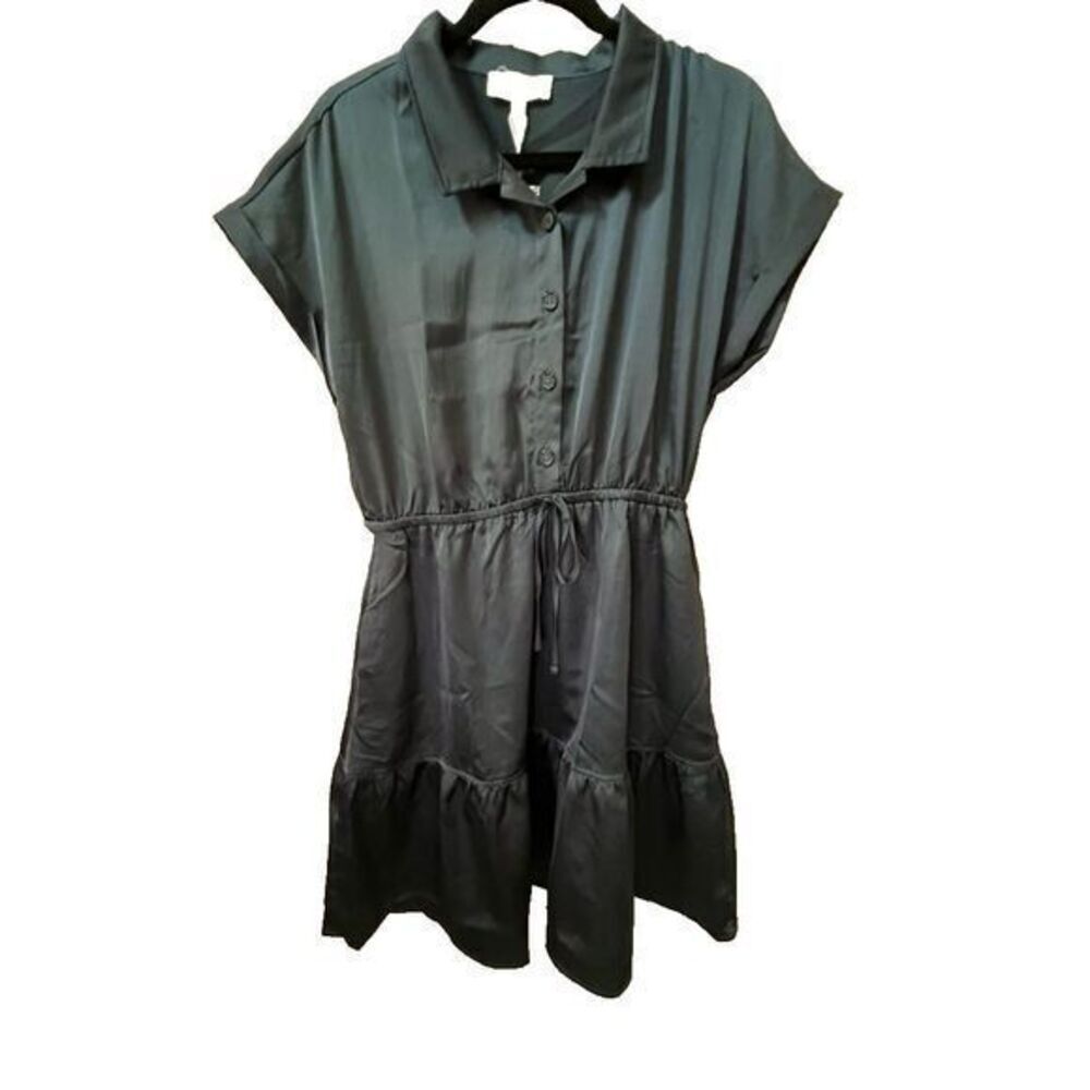 Elegant Blue Button-Down Dress